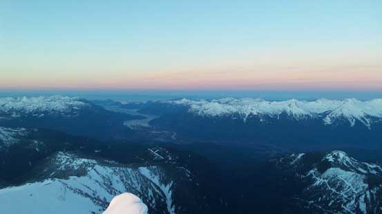 Howe Sound and the pick horizon at morning alpenglow