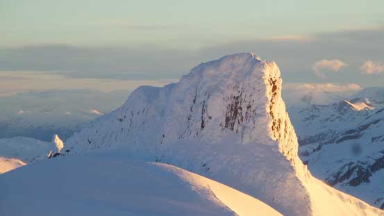 A zoomed-in view of Mt. Garibaldi summit
