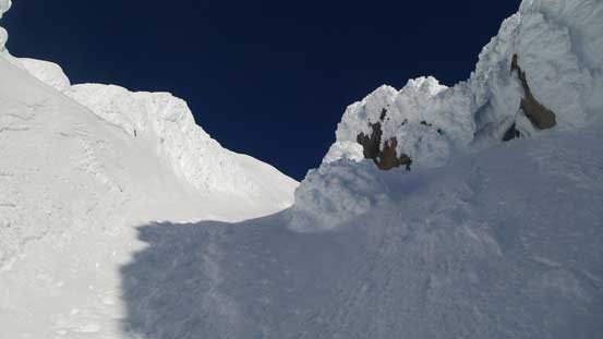 From the couloir, looking upwards