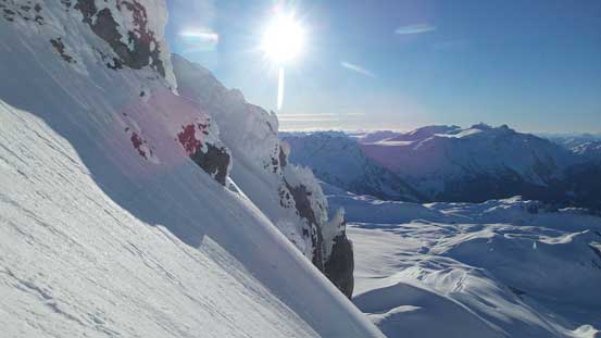 Looking across the face to show that it's still very steep