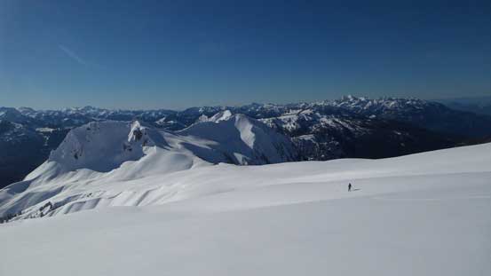 Skiing off the south slopes of Diamond Head