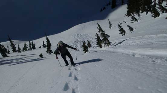 Vlad starting the long south-facing slope