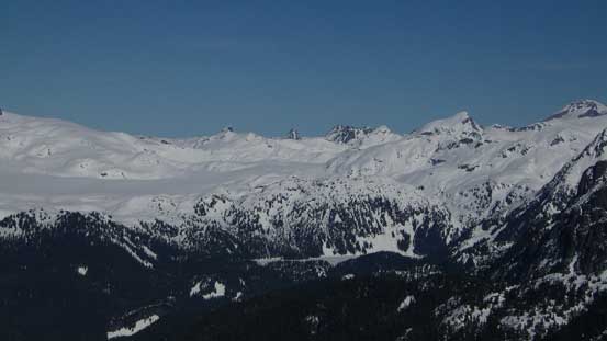 Looking north towards Garibaldi Neve, with The Sphinx behind