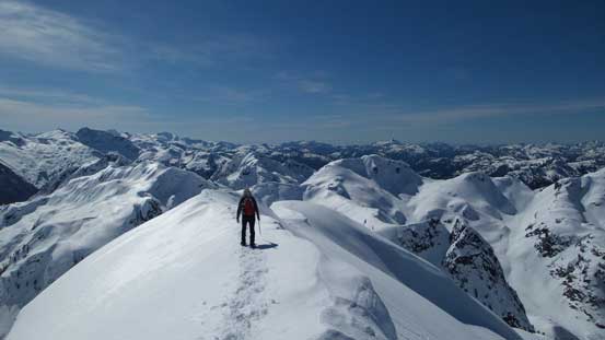Vlad traversing back along the summit ridge