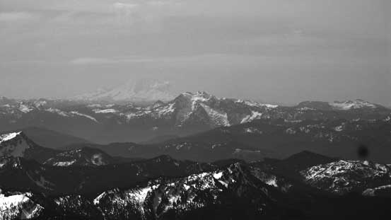 Could barely see the outline of Mt. Rainier, behind Whitehorse Mountain
