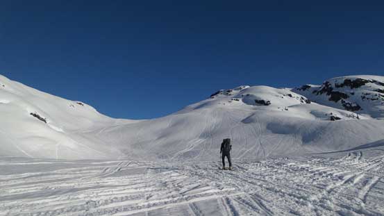 Here's the upper bowl. We'd aim for that broad pass