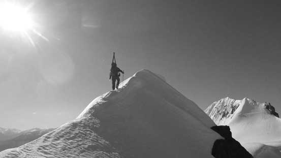 Boot-packing up a snow arete