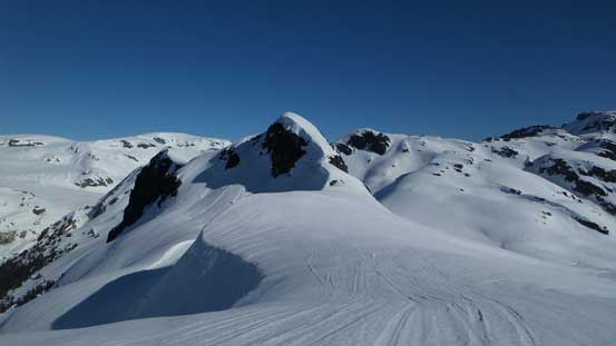 Looking back at the pinnacle we just went up and over