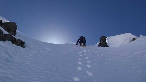 Alex ascending the last few meters to the summit