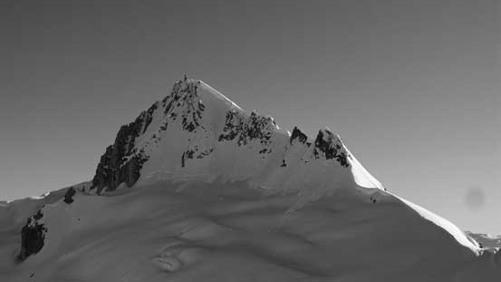 The summit of Mt. Cayley with its N. Ridge on right