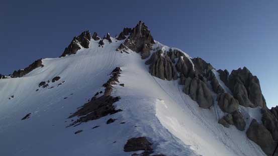 From a flat spot along the ridge, looking upwards towards the south face