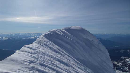 A review shot of the final knife-edge to the summit