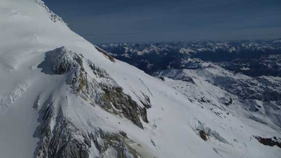 Looking across the steep crater face