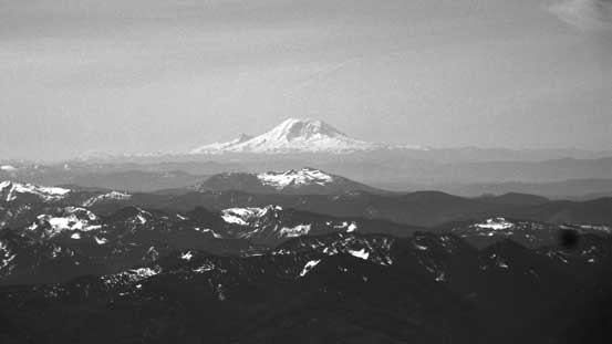 The mighty Mt. Rainier dominating the skyline looking south