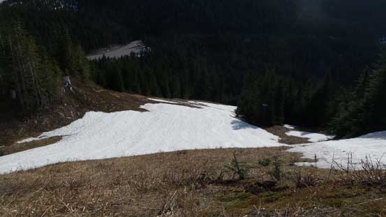 Looking down the "short-cut" run that we just ascended