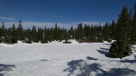 This is the pond (still frozen) between the twin summits