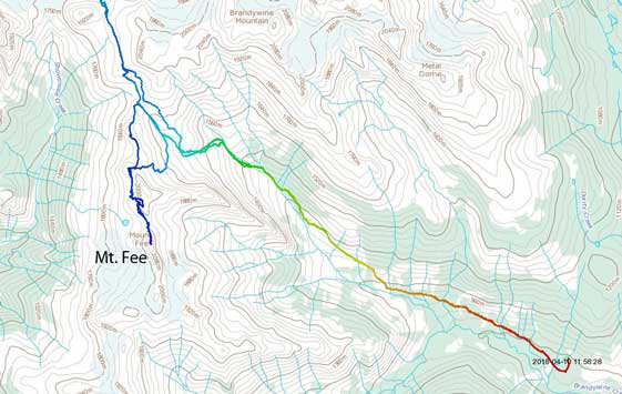 Mt. Fee (North Tower) approach and ascent route