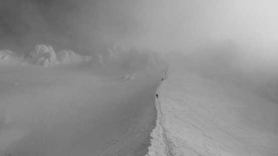 Looking ahead to the Hogback leading to the base of "Pearly Gate"