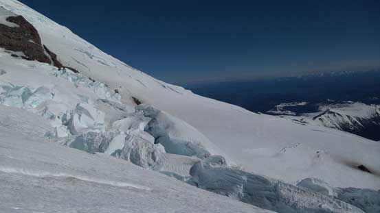 Huge crevasses on Ingraham Glacier. We were slowly merging onto it.