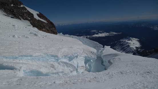 Huge cracks that we had to cross (on snow bridges)