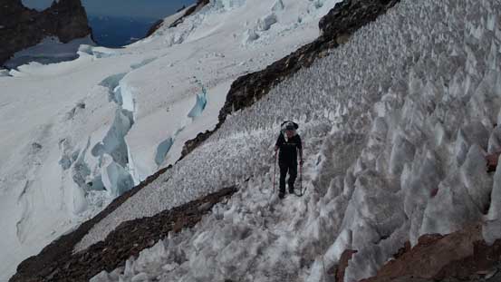 Then it's filled in by snow. Note the fixed rope