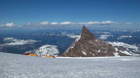 The guided team's camp and Little Tahoma