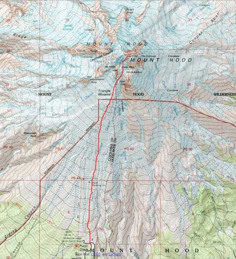 Mt. Hood south-side ascent route
