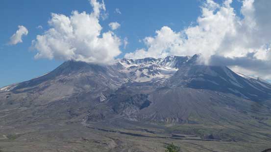 A zoomed-in view of the crater on Mt. St. Helens