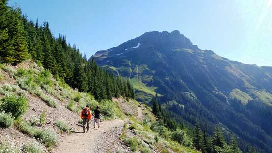 Hiking the trail, with Lady Peak in front