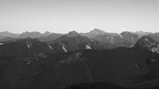 Mt. Outram right of center in the far background; Mt. Grant and Eaton Peak in front