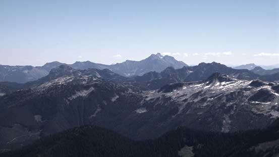 Silvertip Mountain in the background; Mt. Northgraves in front and the tiny Conway Peak in foreground
