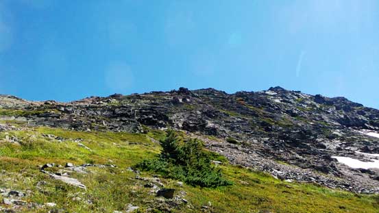The typical terrain on Lady Peak..