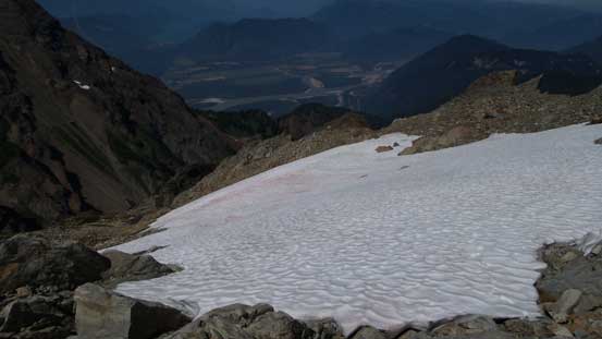 Above the snowfield, looking down.