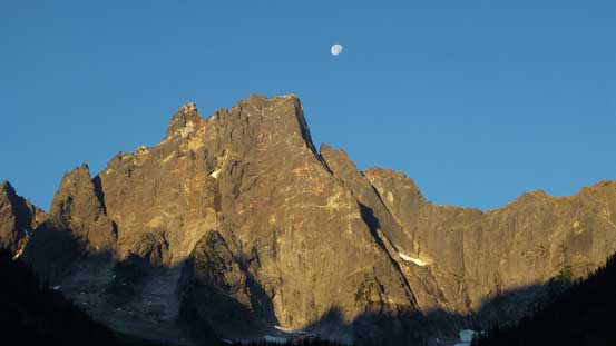 Morning view of Slesse's NE Buttress - one of the North America's 50 classics.