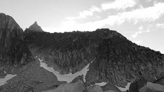 The W. Ridge of Mt. Rexford on the skyline. Getting psyched!