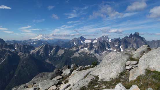 Slesse, the Border Peaks, Larabee with Mt. Baker on the left skyline