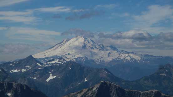 A zoomed-in view of Mt. Baker. It'd soon get engulfed in clouds
