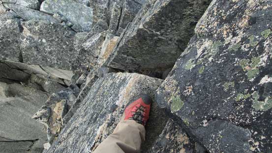 Ready to step across the top of that V-shaped chimney