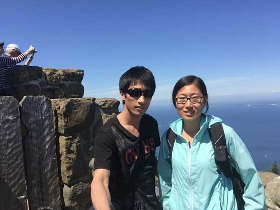 Yujia and myself on the summit observation tower of Mt. Constitution.