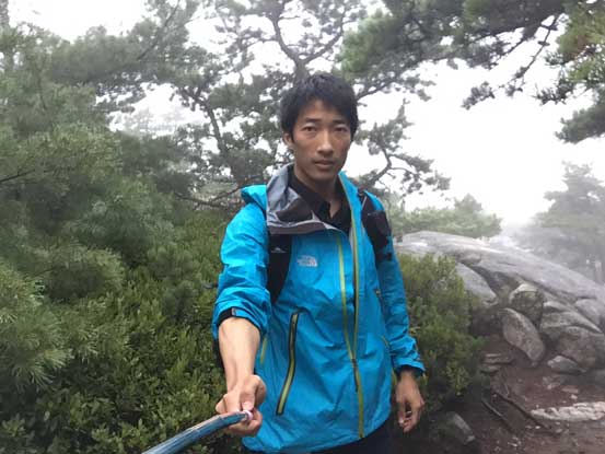 Me on the summit of Acadia Mountain, in the fog with no views