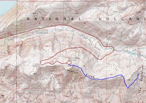 Johnston Ridge and beyond, hiking route map
