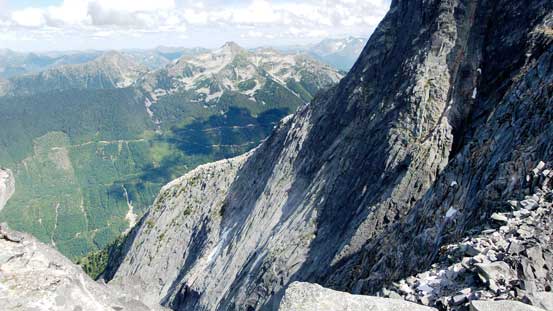 The steep N. Face of Mt. Rexford. The valley of Center Creek below