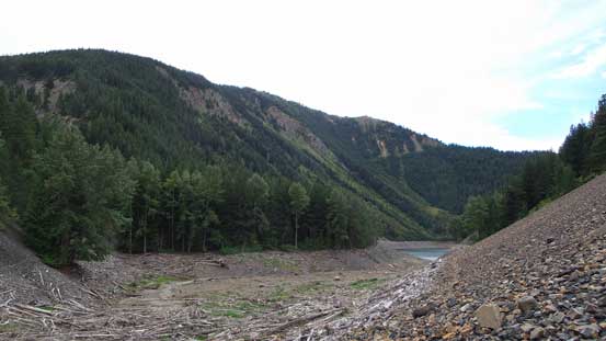 Finally could see the tip of Thunder Lake. The forested Lone Mountain behind
