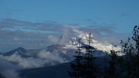 Morning view of Mt. Garibaldi massif. Not long after this it was engulfed in clouds