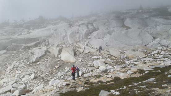 Descending the upper SE Ridge