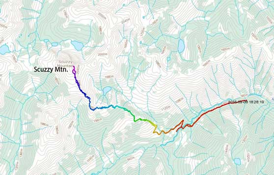 Scuzzy Mountain scramble route via SE Ridge