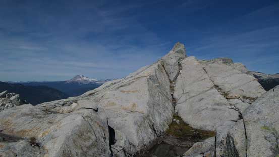 The true summit granite which required a few moves to get up.