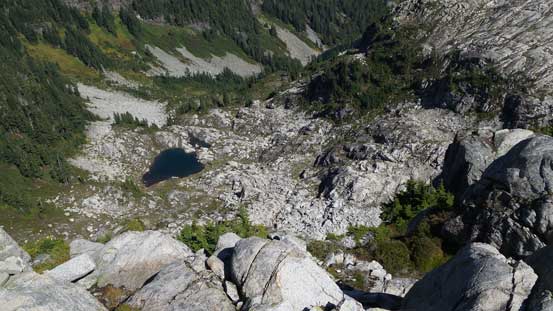 Looking steeply down the North Face