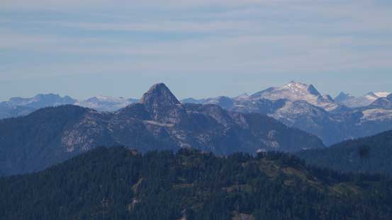 The striking Mt. Habrich with Mt. Sedgwick in the background on right skyline