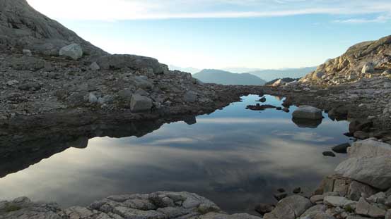 This tarn would also be a perfect bivy spot, but I ignored it and continued on...